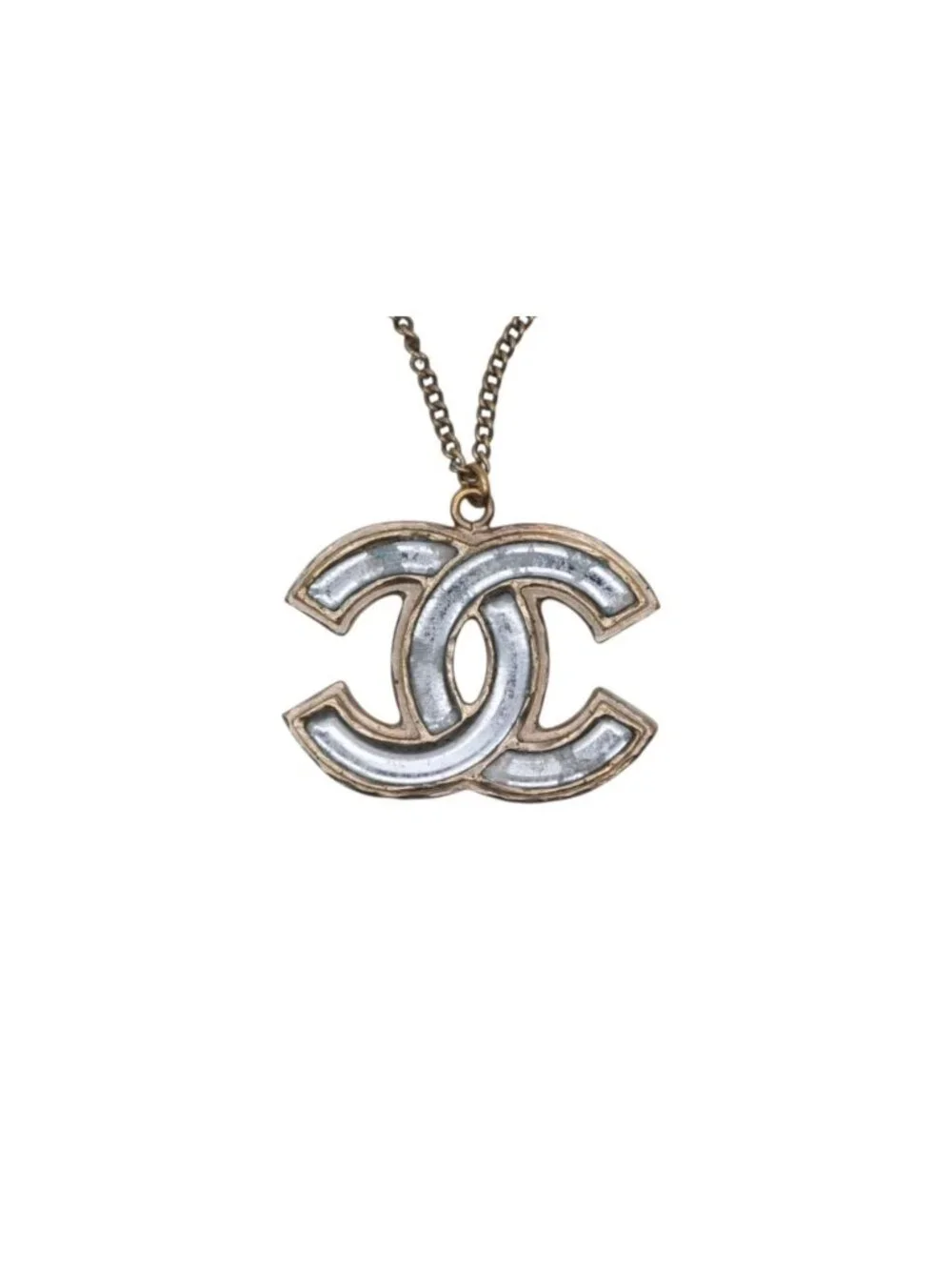 Chanel CC Logo Necklace Metal Clear Gold